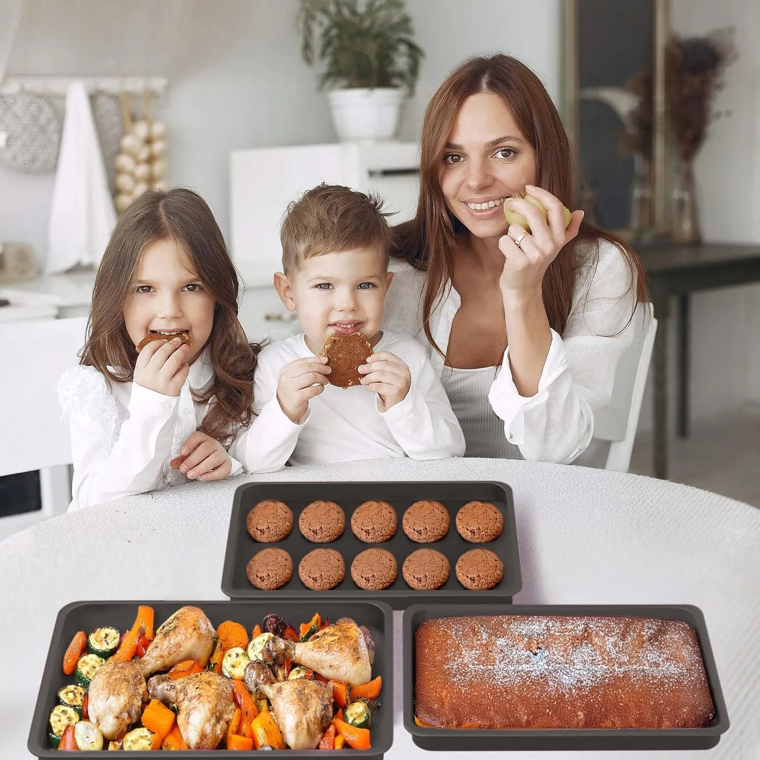 3 Cookie Sheets for Baking   Cooling Rack, Non Stick Baking Sheet Set with Cookie Cooling Rack - Half/Quarter/Jelly Roll Pan with Wire Rack, Sheet Pan Set of 3, Non Toxic Baking Sheets for Oven.
