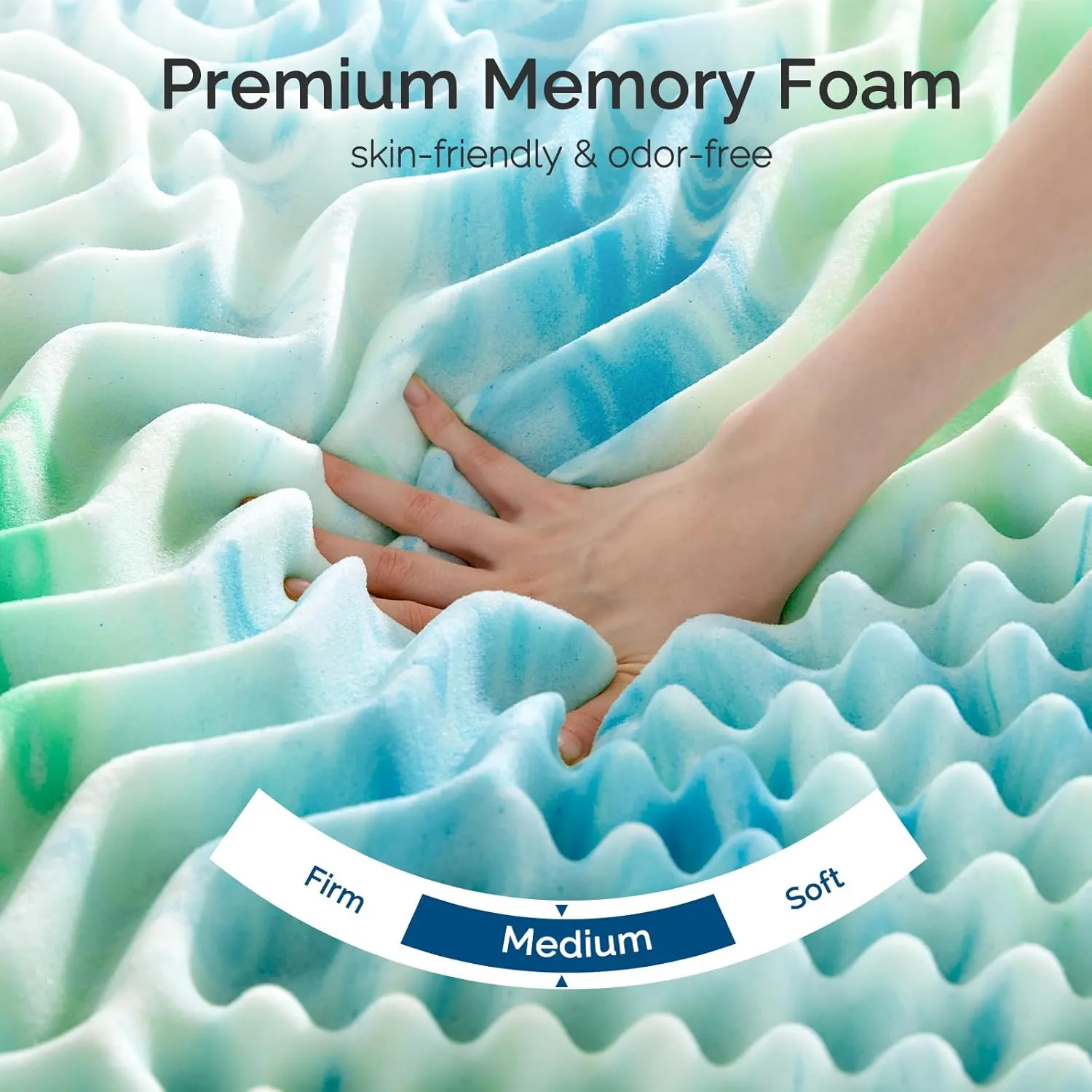 3 Inch 7-Zone Queen Memory Foam Mattress Topper Egg Crate Cooling Gel Infused Mattress Pad Bed Topper for Pressure Relief and Back Pain Soft & Breathable, CertiPUR-US Certified