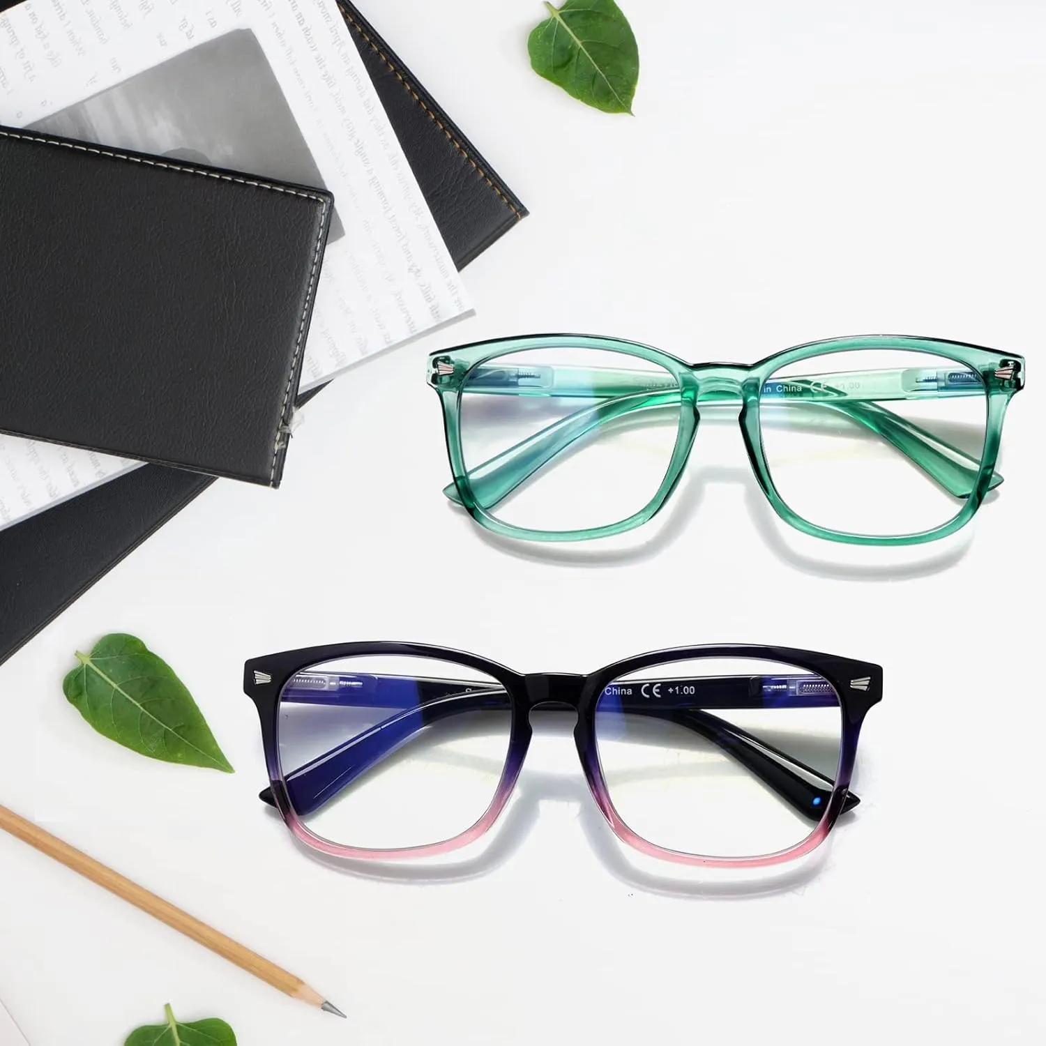 3 Pack Progressive Multifocal Reading Glasses for Women Men Blue Light Blocking Computer Glasses Spring Hinge Readers(3 pack leopard, 1.75)