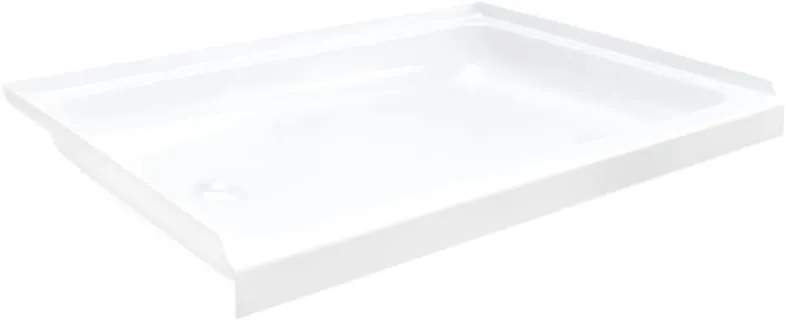 32 x 24" x 5" White Shower Pan Drain Included | ABS Plastic | Textured Bottom (Left Drain)