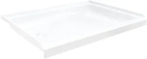 32 x 24" x 5" White Shower Pan Drain Included | ABS Plastic | Textured Bottom (Left Drain)