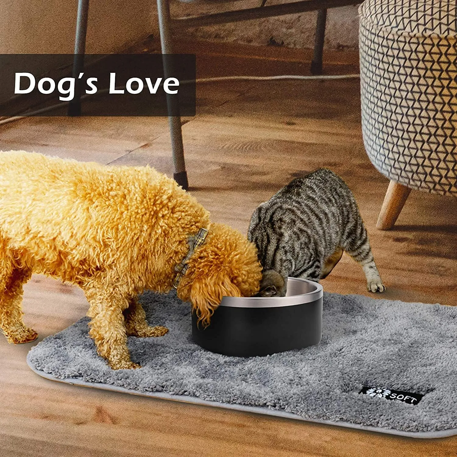 32oz 64oz Stainless Steel Double Wall Dog Bowls,BPA Free Non-Slip Pet Dishes,Cat Food&Water Bowl with Rubber Base (32oz, Silver)