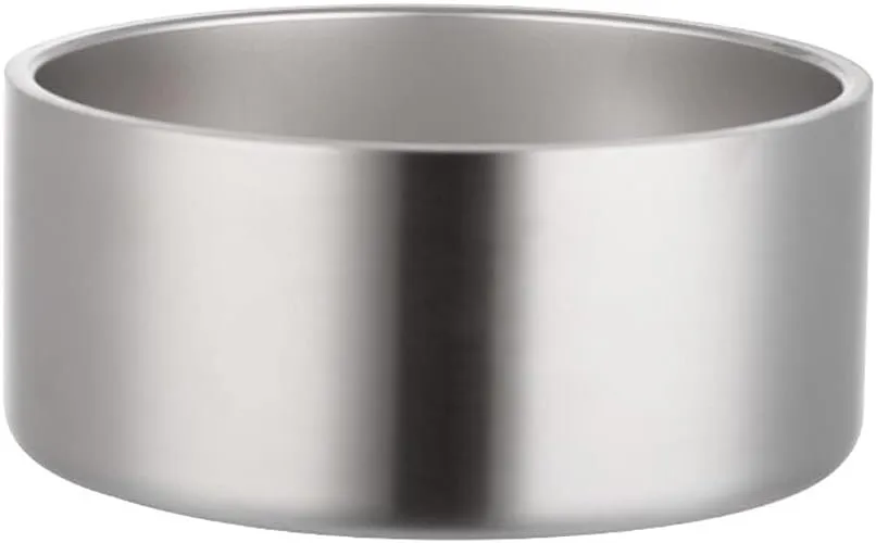 32oz 64oz Stainless Steel Double Wall Dog Bowls,BPA Free Non-Slip Pet Dishes,Cat Food&Water Bowl with Rubber Base (32oz, Silver)