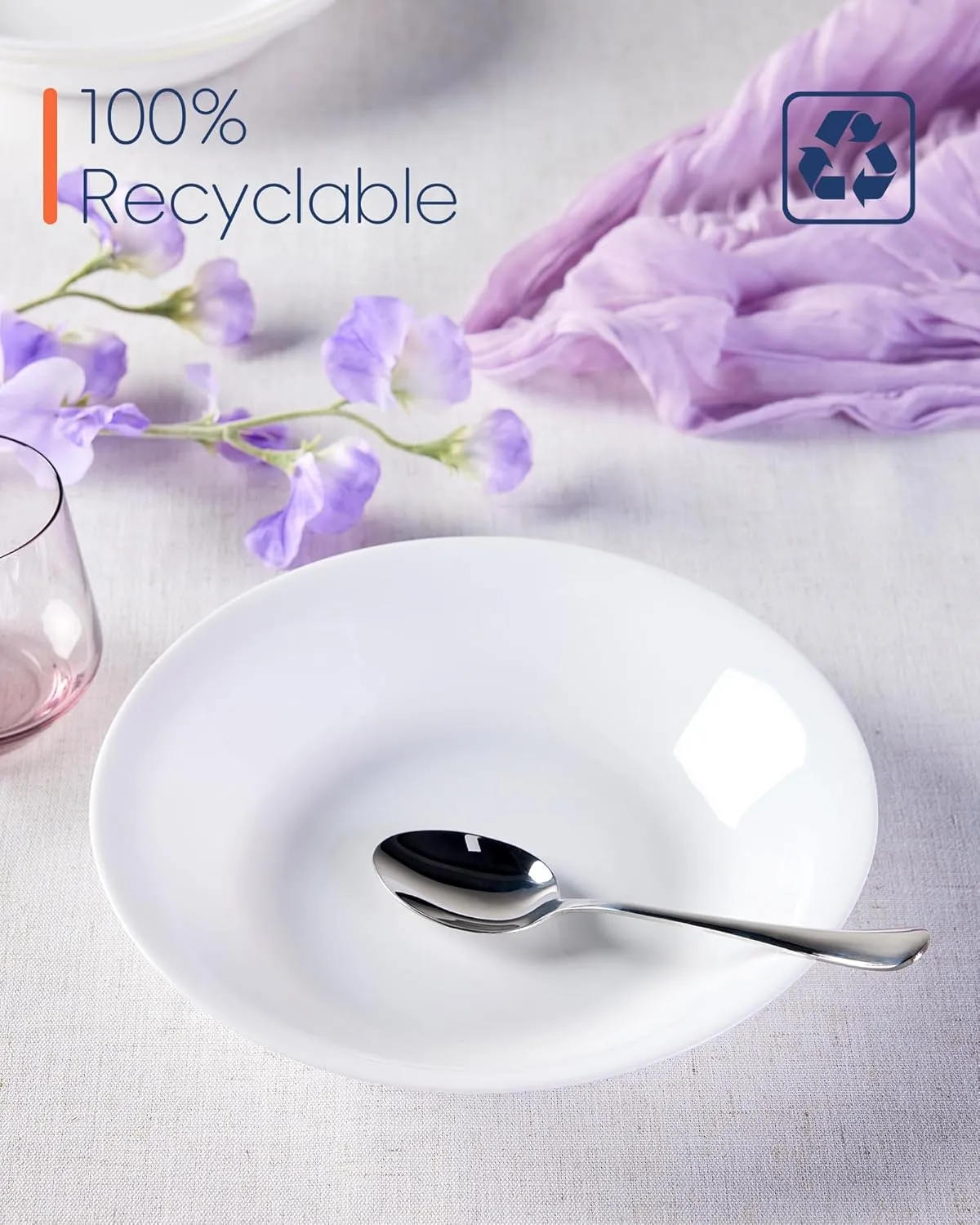 34OZ Opal Glass Large Pasta Bowls Set of 4, 9.5'' Round Shallow Serving Bowl for Soup, Salad, Dinner, Large Kitchen Bowl Plates Pasta Plates, Lightweight, Microwave Dishwasher Safe White