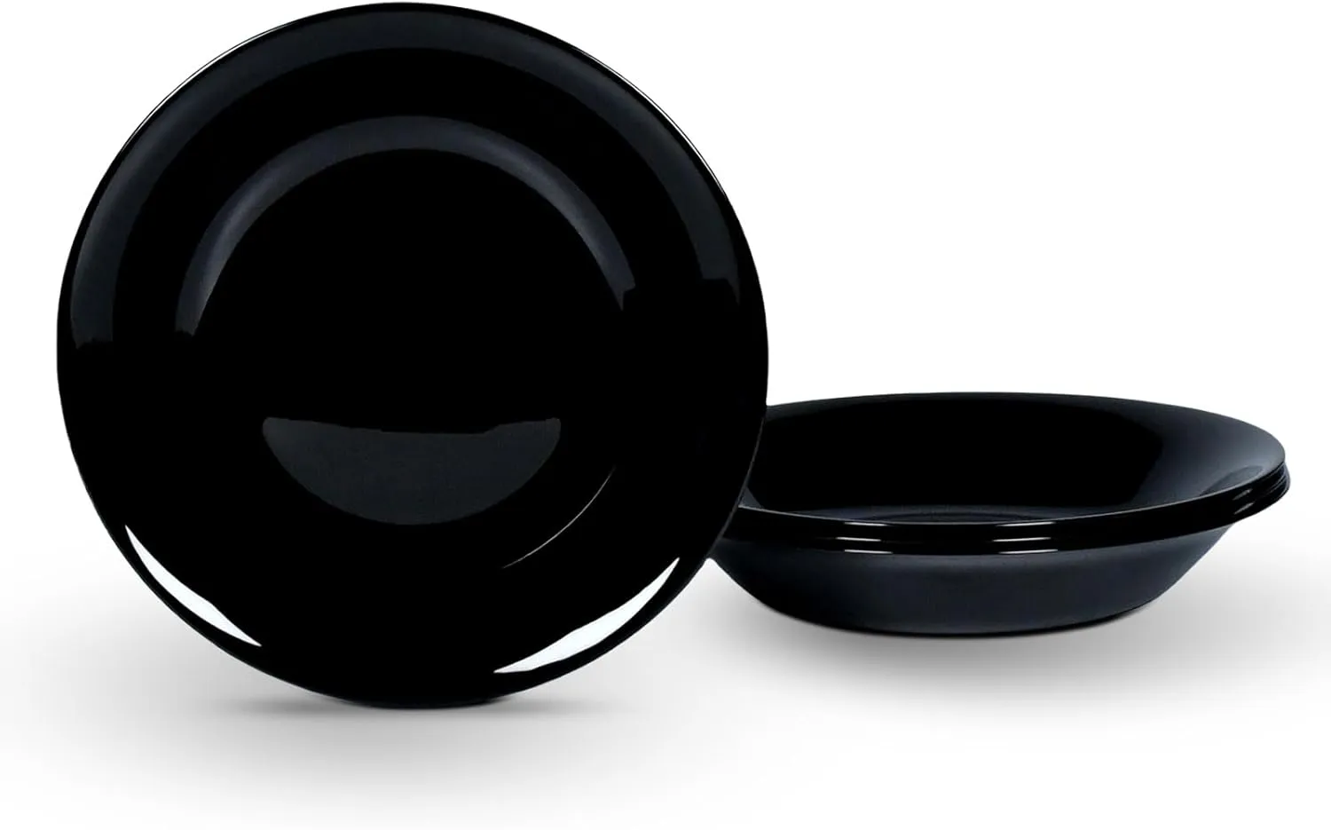 34OZ Opal Glass Large Pasta Bowls Set of 4, Lightweight 9.5 inch Round Large Shallow Serving Bowl for Soup, Salad, Dinner, Microwave Dishwasher Safe Black