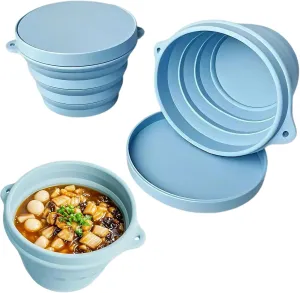 3pack 500ML-1000ML Collapsible Silicone Foldable Bowl, Your Ultimate Outdoor and Travel Companion(Blue,500ML)