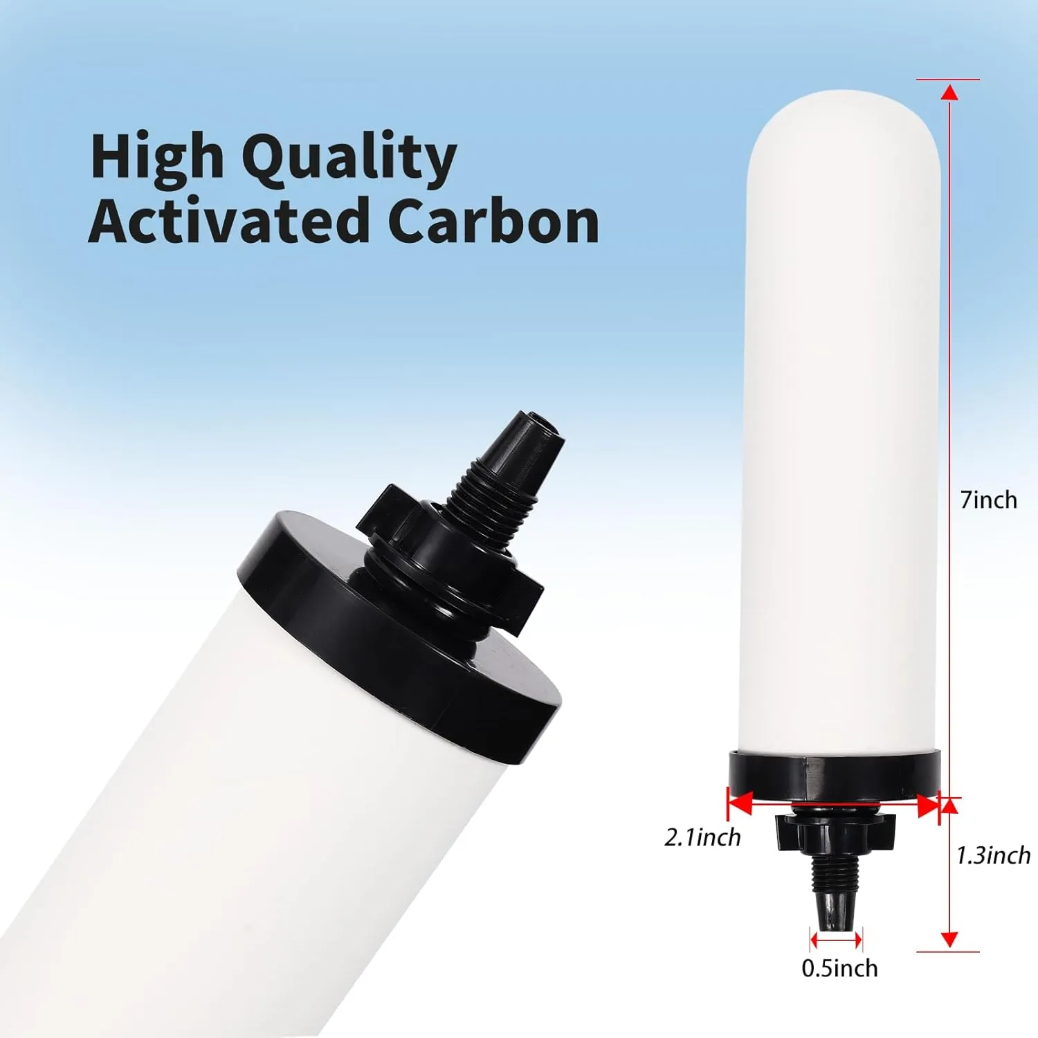 4 PACK 7" Gravity Drinking Water Ceramic Replacement Candle Element Filter with Activated Carbon, 7-Inch Gravity Water Replacement Filter for Basic Gravity Water Filter
