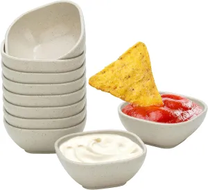4.8OZ Unbreakable Wheat Straw Dipping Bowls,Small Prep Bowls, Dip Bowls for Side Dish,Ketchup,Candy, Dessert, Nuts, Party, Dips,Condiments,Sauces, Ingredients,BBQ,Set of 10 (Beige)