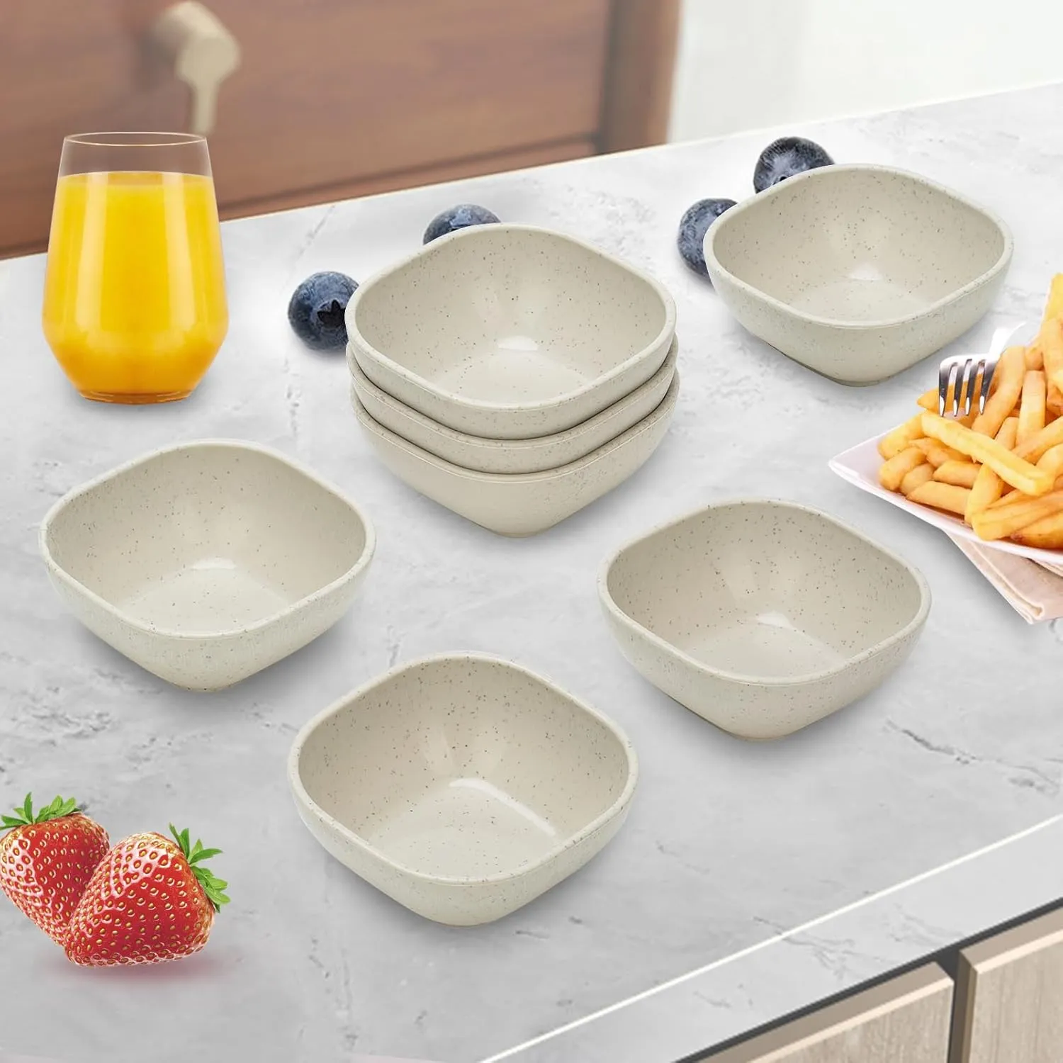 4.8OZ Unbreakable Wheat Straw Dipping Bowls,Small Prep Bowls, Dip Bowls for Side Dish,Ketchup,Candy, Dessert, Nuts, Party, Dips,Condiments,Sauces, Ingredients,BBQ,Set of 10 (Beige)