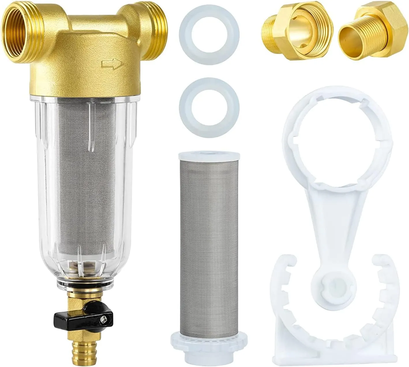 50 Micron Spin Down Sediment Filter Well Water Filter for Whole House, Washing Machine Water Filter BPA Free