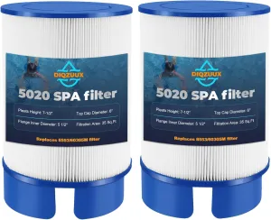 5020 Spa Filter Replacement for softub Spas (July 2009 and Newer), Fits portico, T-140, T-220, T-300 with 5 1/2" Drain Caps, Replaces 60305M, CP-5020, 5020CA, 8553 - 35 Sq. Ft Cartridge (2 Pack)