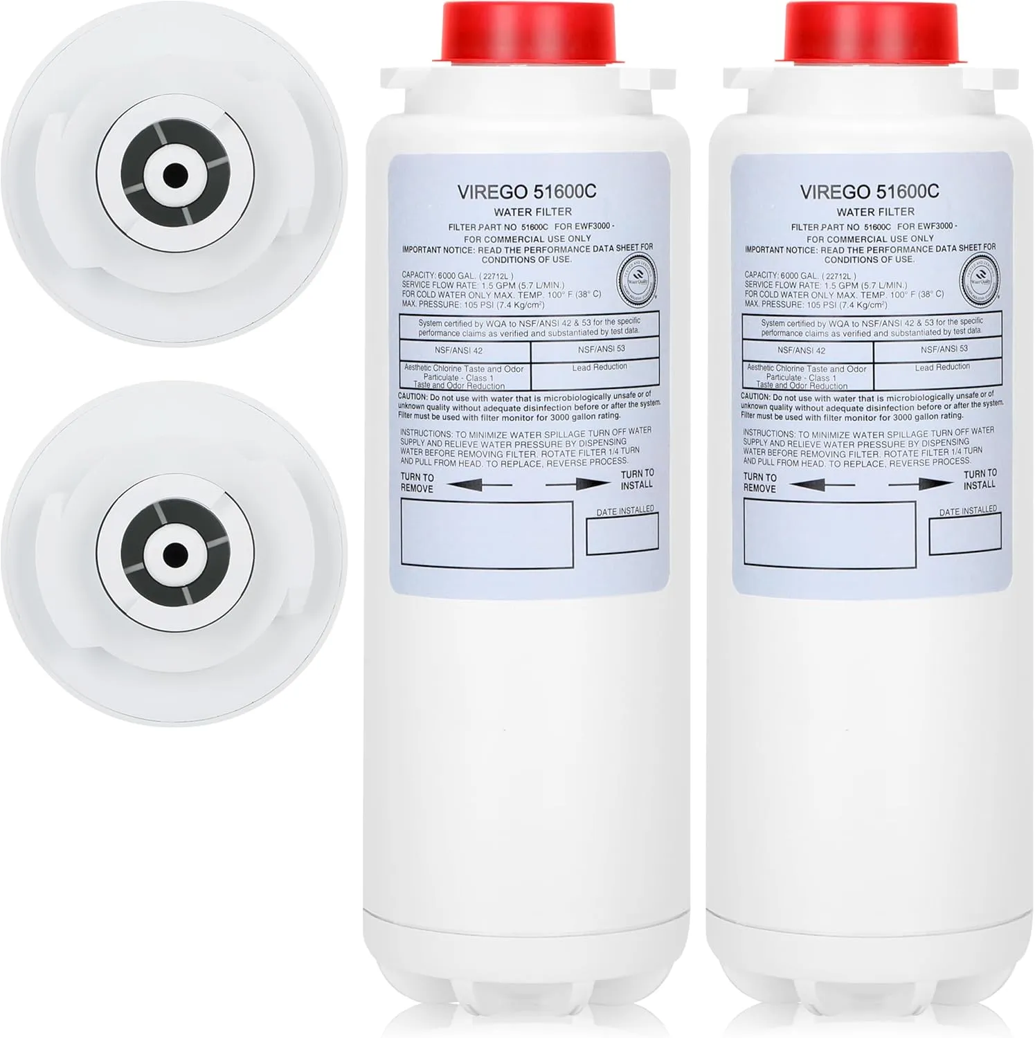 51600C Replacement Filter, Compatible with Ezh2o Filter Replacement Bottle Filling Station, Replacement for Elkay Water Filter 51600C, By NSF/ANSI 42 Certified Filters, No Chip 6000 Gal 12 Month, 2P