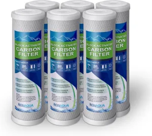 6 Block Activated Carbon 5 Micron Water Filters Set WELL-MATCHED with WFPFC8002, WFPFC9001, WHCF-WHWC, WHEF-WHWC, FXWTC, SCWH-5