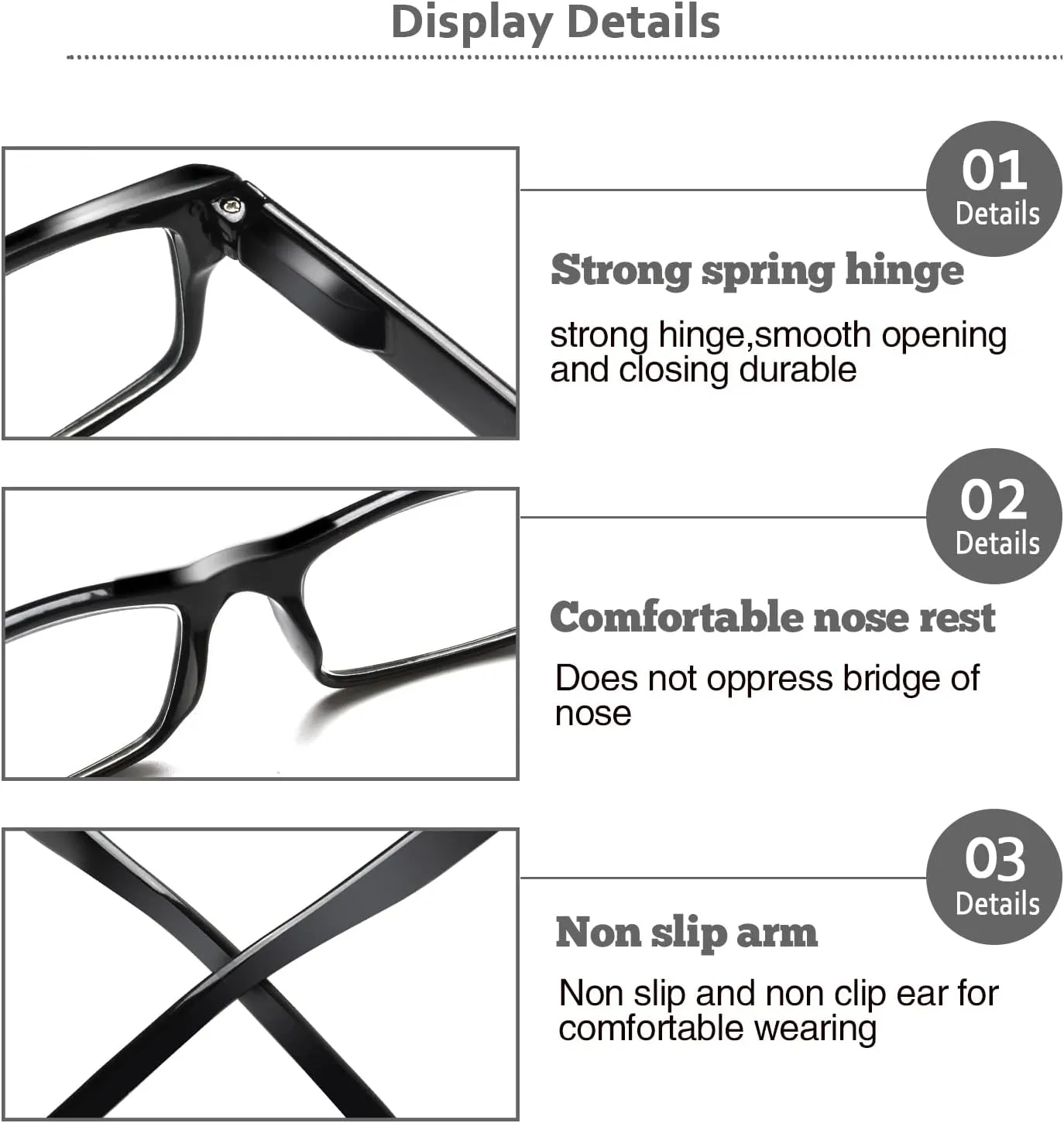 6 Pack Reading Glasses Traditional Frames for Men and Women Readers with Spring Loaded Hinges