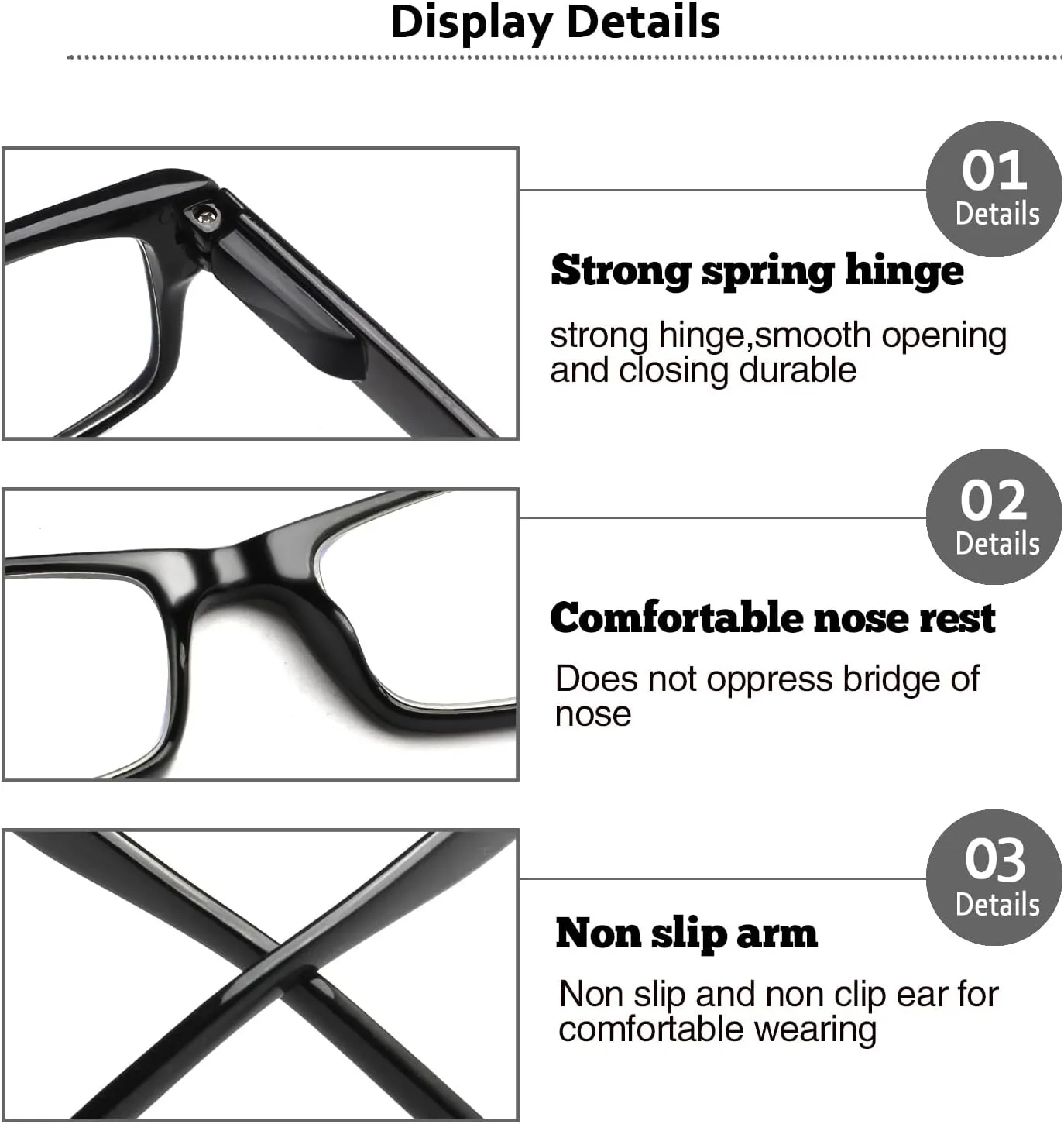 6 Pack Reading Glasses Traditional Frames for Men and Women Readers with Spring Loaded Hinges