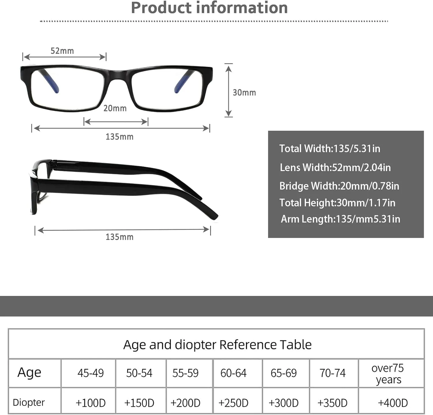 6 Pack Reading Glasses Traditional Frames for Men and Women Readers with Spring Loaded Hinges