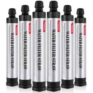 6 Pack Timain 4-Stage Filtration,High Flow Rate Water Filter Straw,Water Purifier Survival for Emergency Kits,Travel,Camping, Hiking,Fishing,Hunting (6)