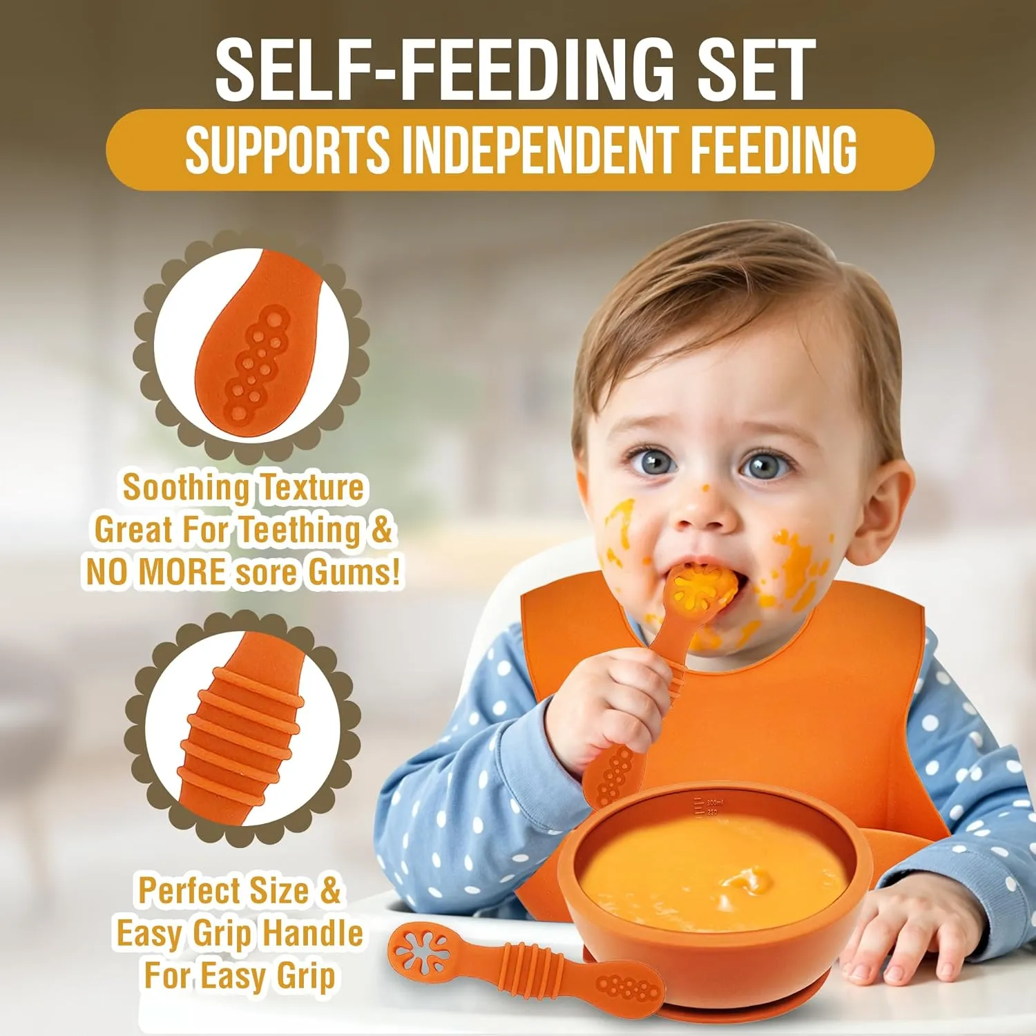 6 Piece Baby Bowls With Suction and Lids | Toddler Bowl Set with 1 Bowl, 1 Bib, 2 Baby Spoons, 1 Large Spoon, 1 Large Fork, Baby Feeding Essentials (1, Mint)