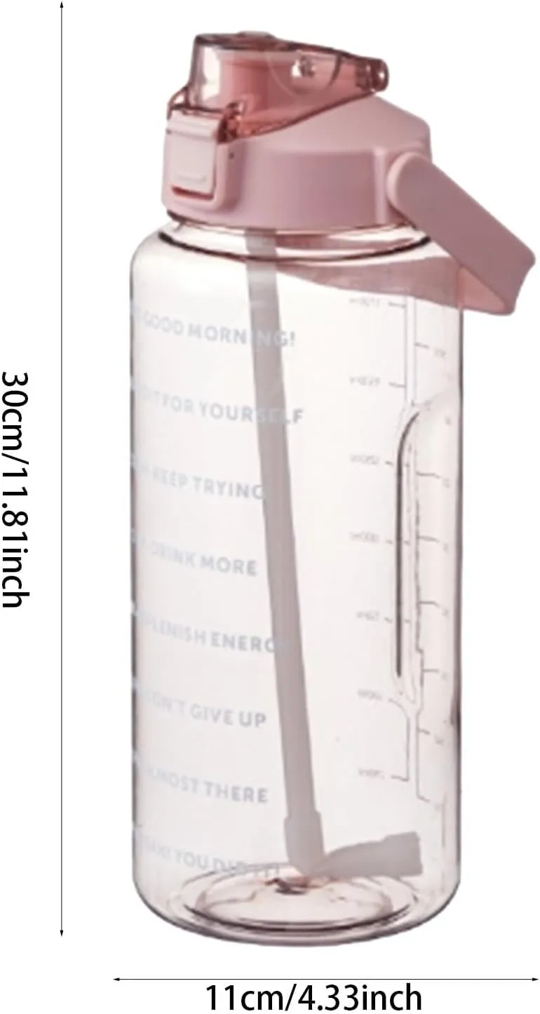 64 Ozwater Bottle with Motivational Time Markers and Handle,Leak Proof BPA Free Plastic Water Bottle with Straw,Half Gallon Water Jug,Big Water Bottle for Workout Outdoor Sports Fitness Gym