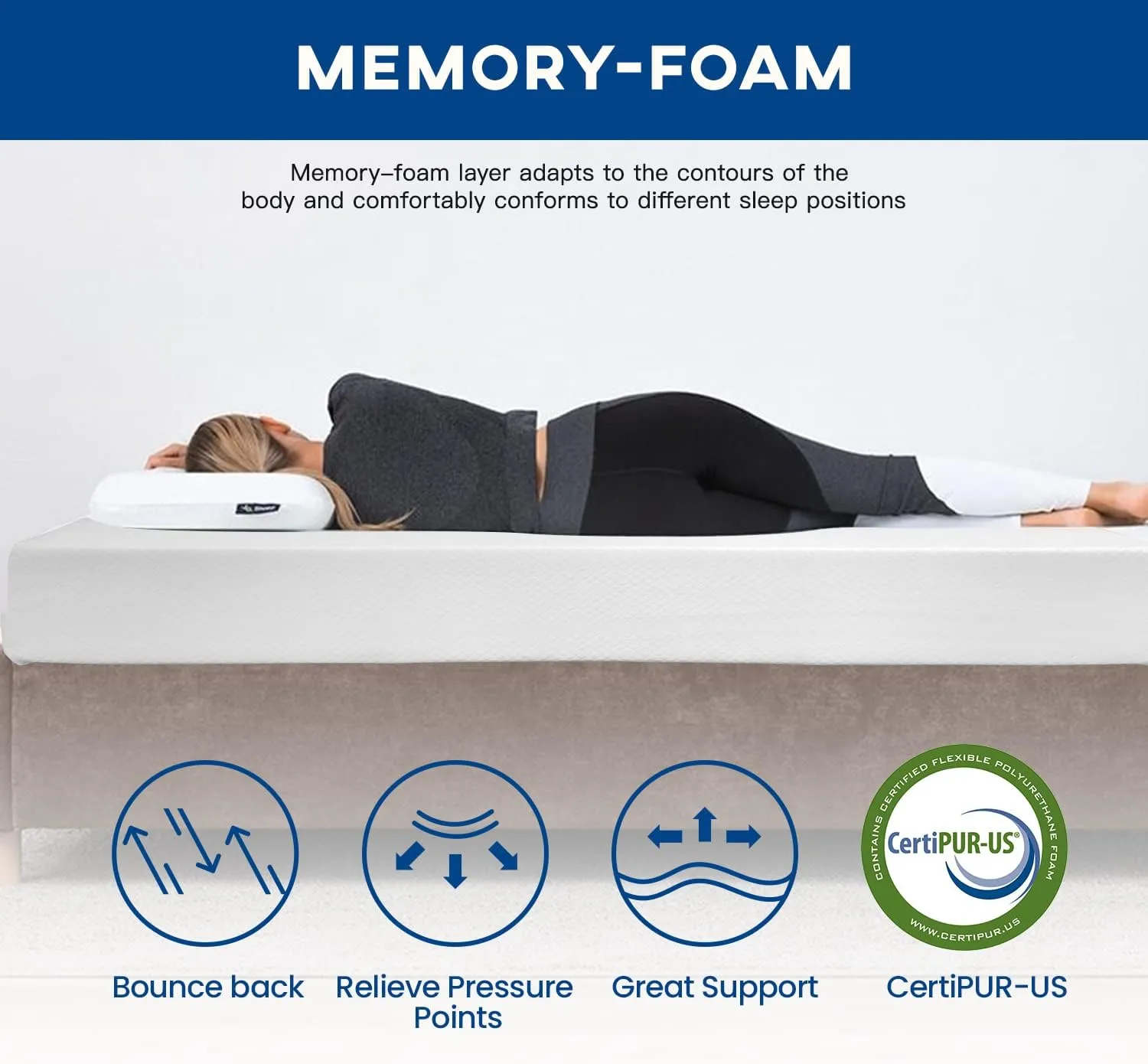 6/8/10/12 inch Gel Memory Foam Mattress for Cool Sleep & Pressure Relief, Medium Firm Mattresses CertiPUR-US Certified/Bed-in-a-Box/Pressure Relieving (10 in, Twin)
