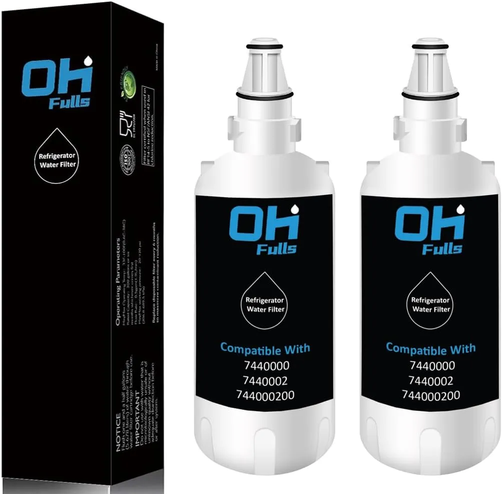 7440000 Water Filter Replacement， Compatible with Liebherr Water Filter 7440000 744000200 7440002 (2 Pack), White