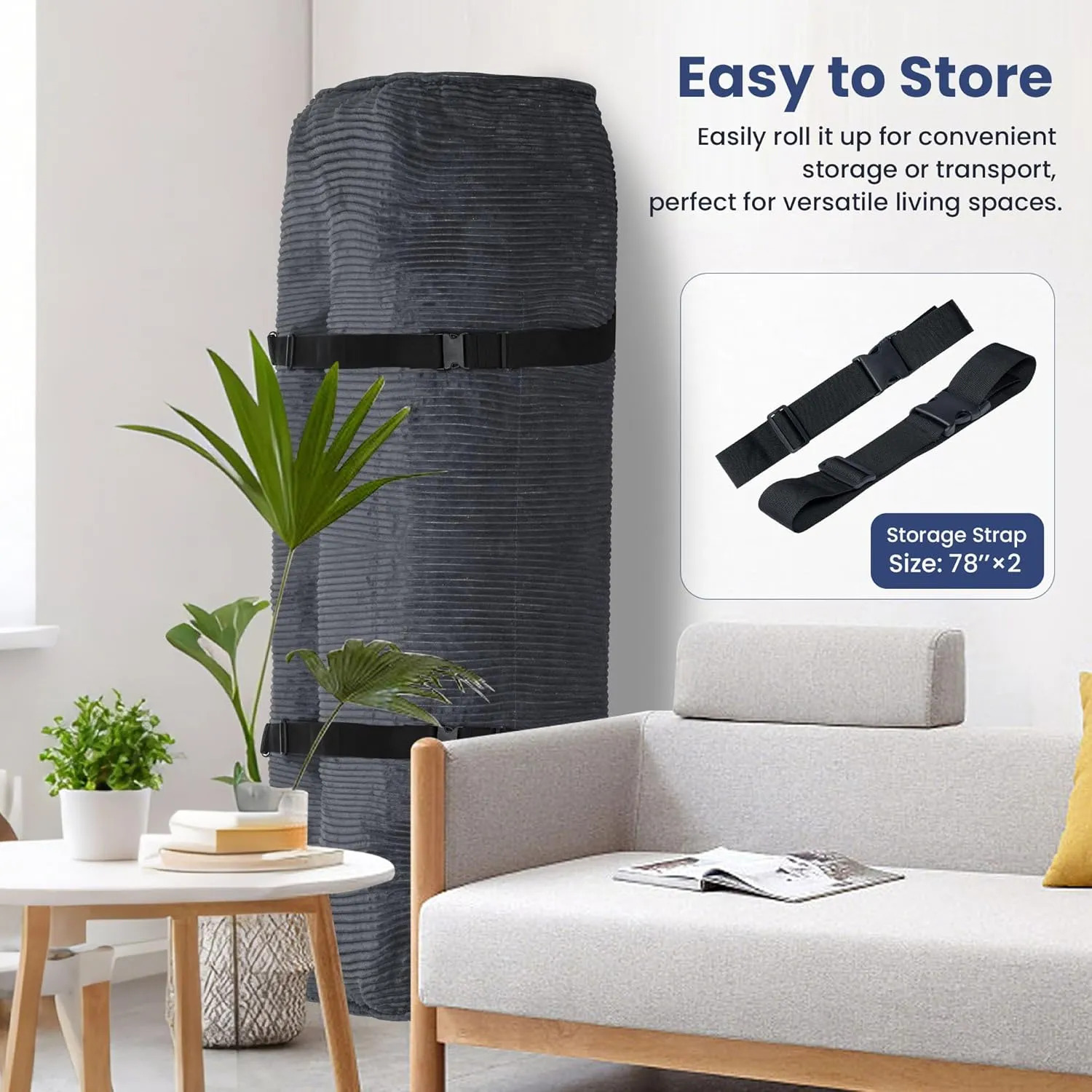 8 Inch Futon Mattress Full Size, Extra Thick Futon Sofa Bed Upgraded Japanese Floor Mattress Floor Futons Mattress for Adults Foldable Japanese Futon Mattress 8", Grey