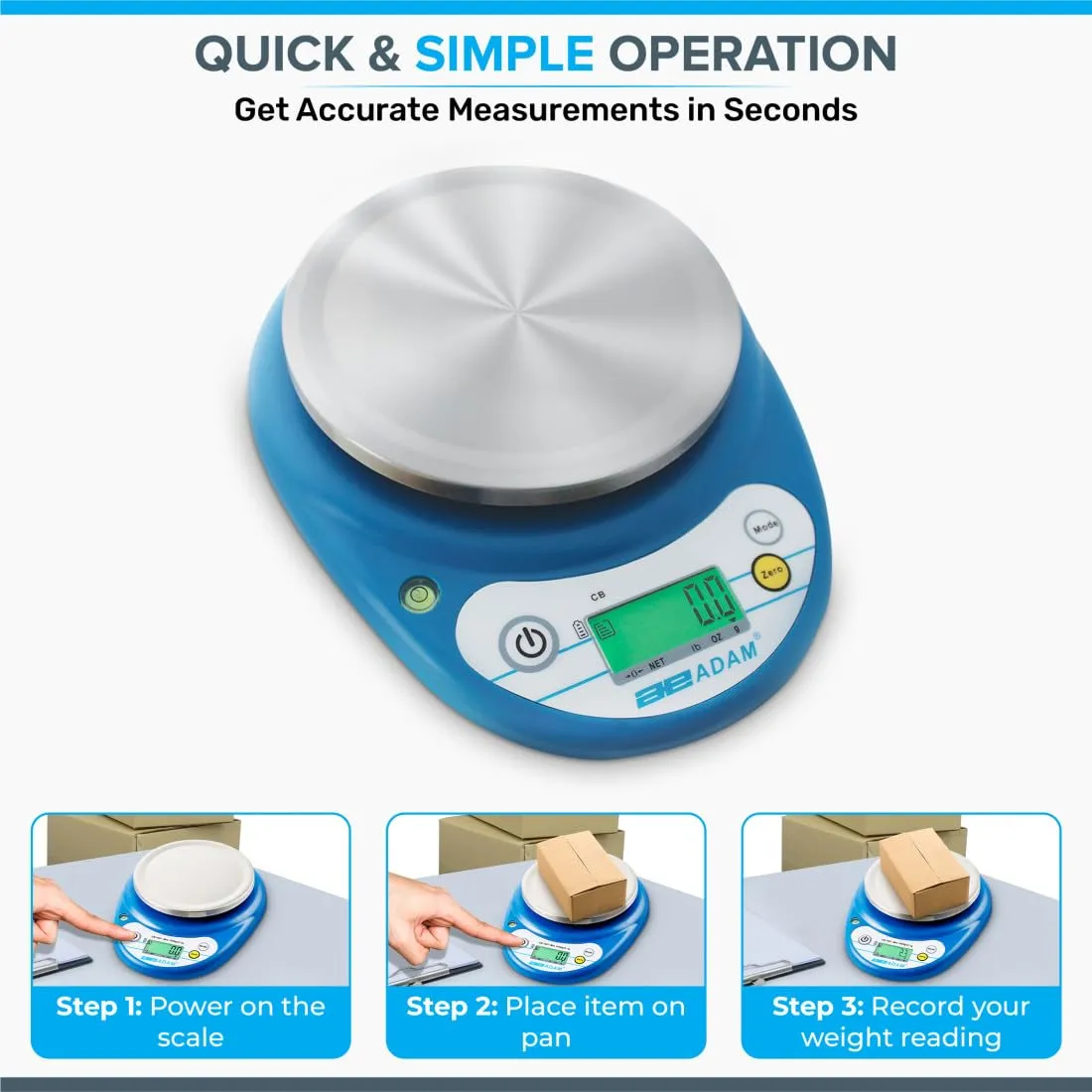 Adam Equipment CB 3000 Compact Balance, 3000g Capacity, 1g Readability
