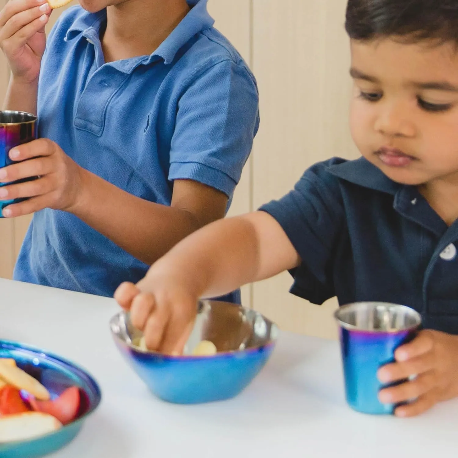Ahimsa Stainless Steel Kids Bowls - Pediatrician Designed, 12oz Toddler Bowls, Non Toxic Stainless Steel Snack Bowl, BPA Free & Dishwasher Safe (Single Blue Bowl)