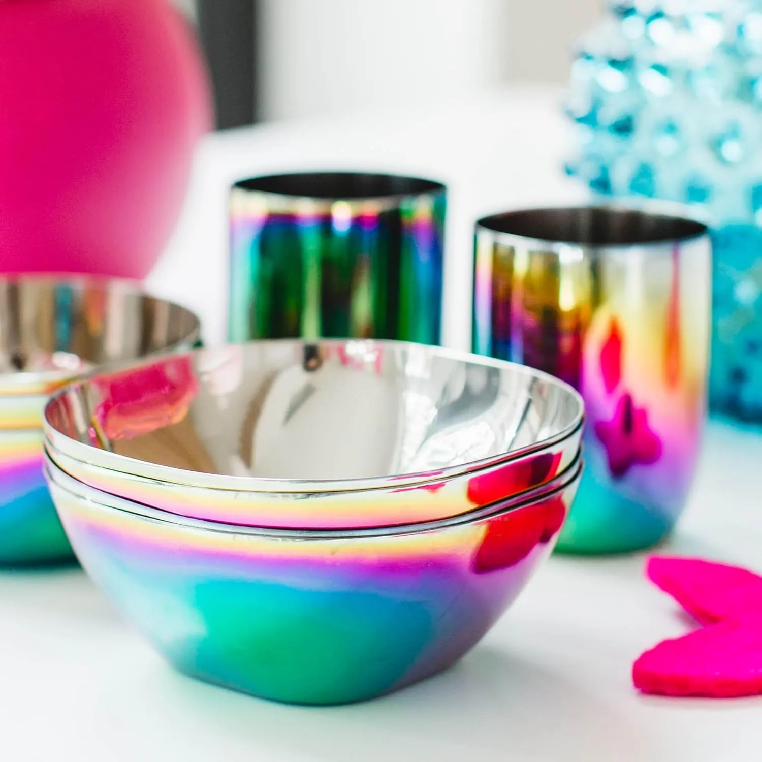 Ahimsa Stainless Steel Kids Bowls - Pediatrician Designed, 12oz Toddler Bowls, Non Toxic Stainless Steel Snack Bowl, BPA Free & Dishwasher Safe (Single Rainbow Bowl)