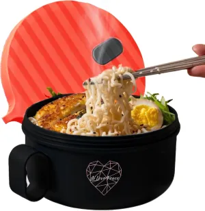 AI LOVE PEACE Ramen Bowl, 40 oz Microwaveable Noodle Cooker for Ramen, Pho, Soup, and Pasta, Dishwasher Safe and Portable, Ideal for Home, Office, Dorm, or Gift (Red)