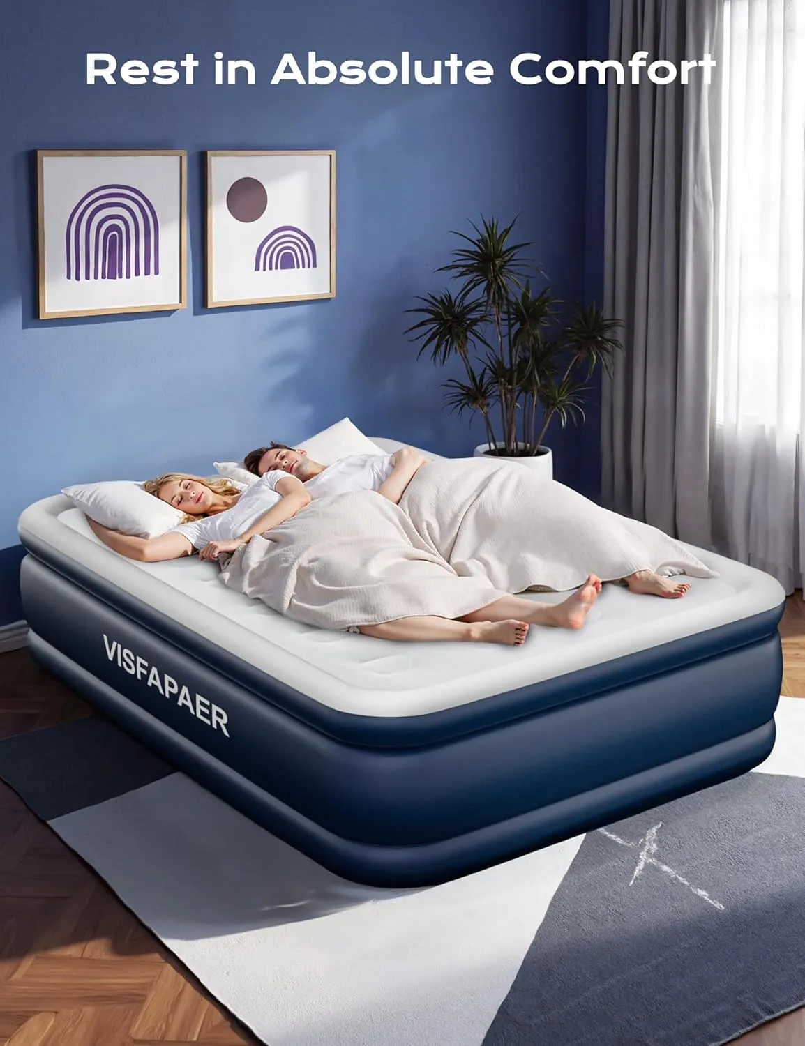Air Mattress Full with Built in Pump Raised, 18'' High Inflatable Mattress Electric Blow Up Mattress Fast Blow Up Bed Tall Comfortable Airbed for Camping, Home Guests, Travel w/ Storage Bag 650Lbs Max