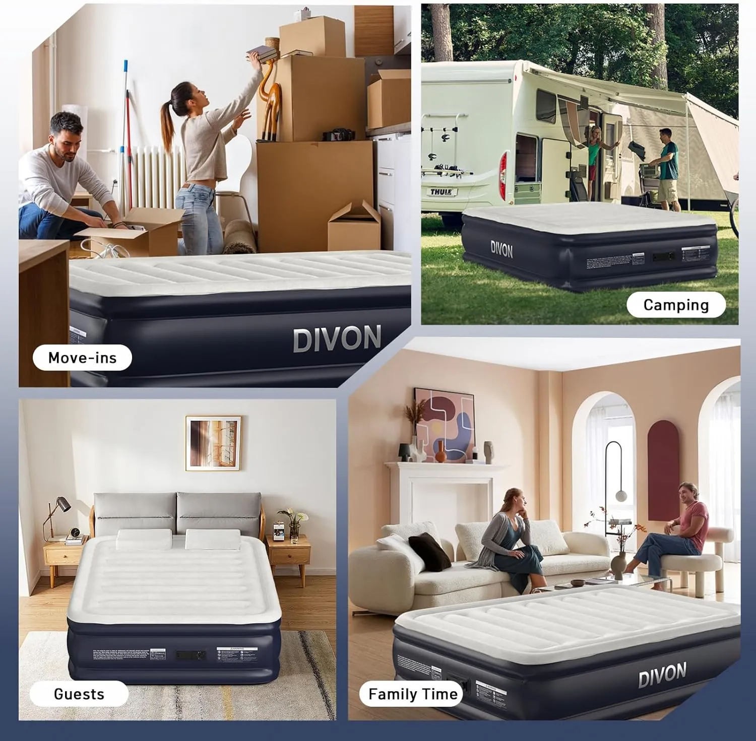Air Mattress Full with Built in Pump,18''Raised Blow Up Mattress 2 Mins Self-Inflation/Deflation,Upgraded Thicker Inflatable Mattress，Air Bed with Storage Bag for Guests,Home，Camping，660 lbs Max