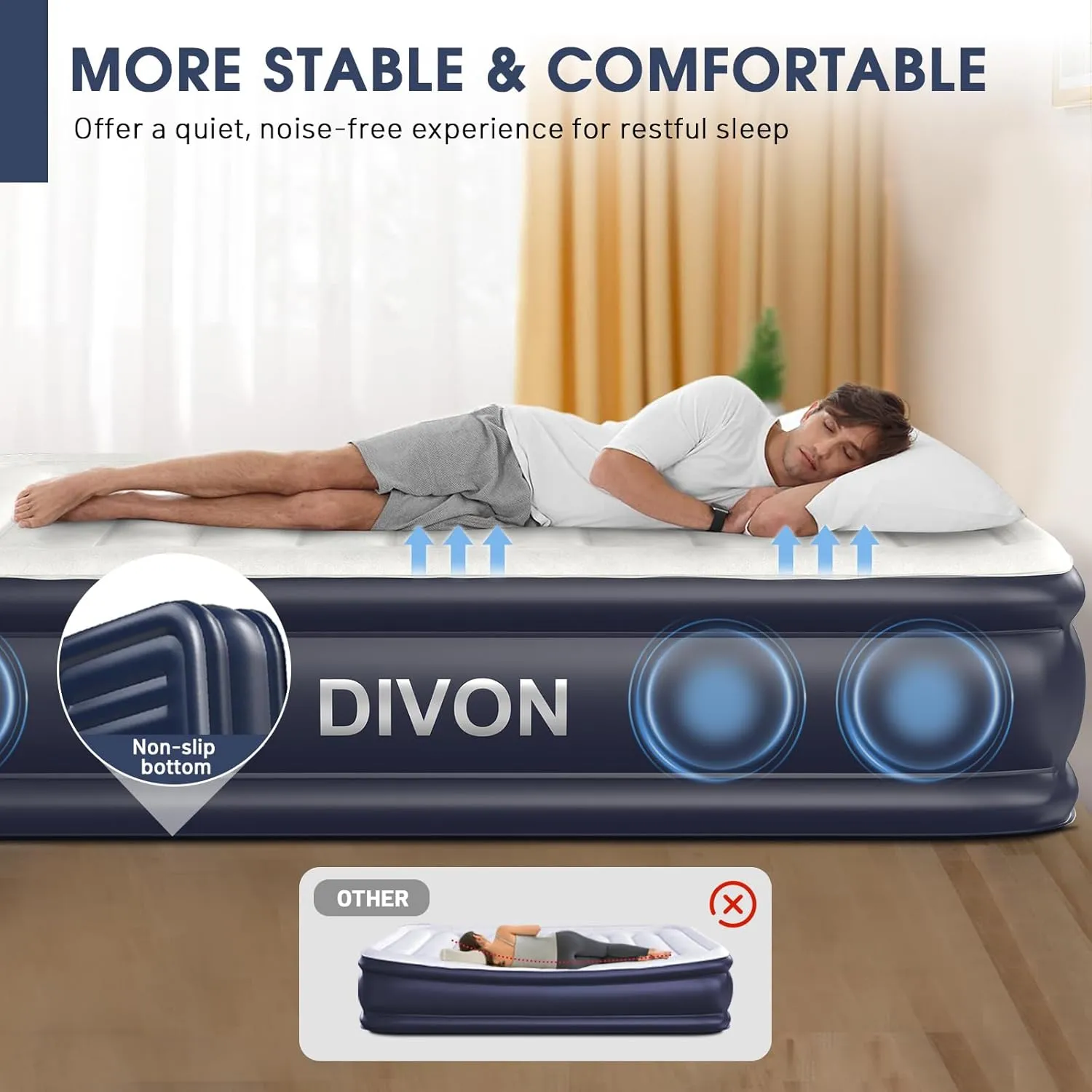 Air Mattress Full with Built in Pump,18''Raised Blow Up Mattress 2 Mins Self-Inflation/Deflation,Upgraded Thicker Inflatable Mattress，Air Bed with Storage Bag for Guests,Home，Camping，660 lbs Max