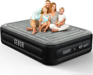 Air Mattress Queen with Built in Pump,18 inch Fast & Easy Inflation/Deflation Inflatable Mattress,Durable Blow Up Mattress for Home&Guests,Weight Capacity of up to 660 lb MAX