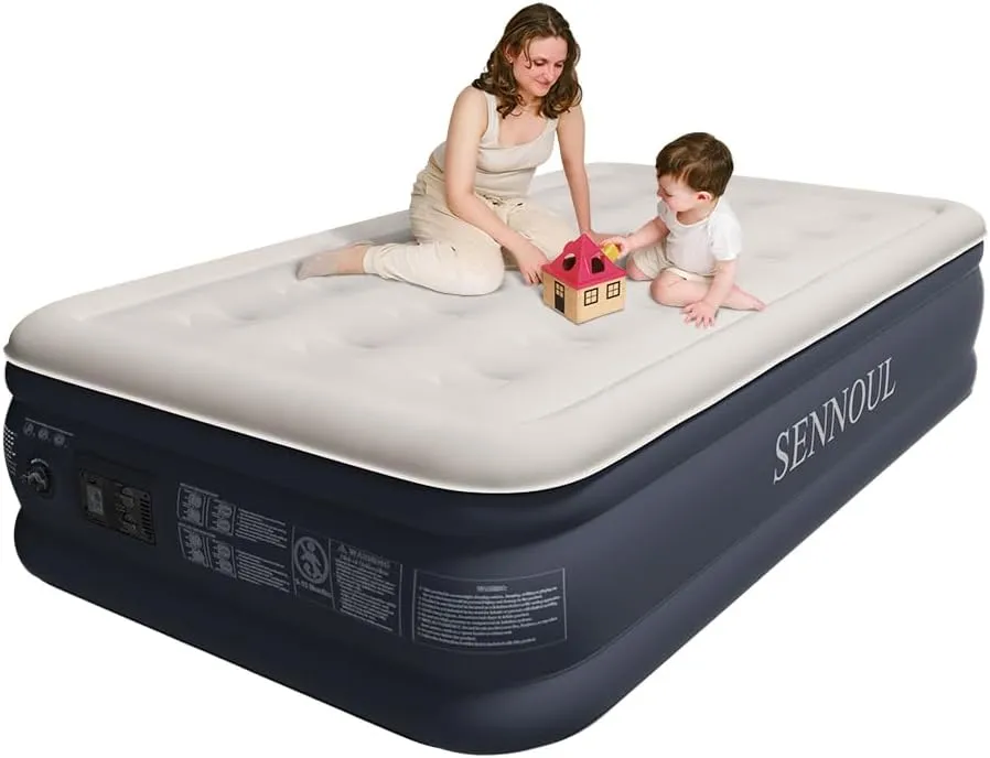 Air Mattress with Built in Pump - Upgraded Twin Blow Up Mattress, 2 Mins Quick Self Inflatable with Double Air Chamber,16"/550lbs Max, Strong Support, for Camping,Home,Guests,Portable Travel