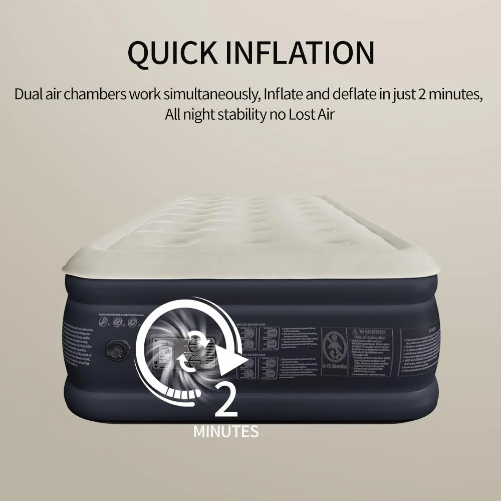 Air Mattress with Built in Pump - Upgraded Twin Blow Up Mattress, 2 Mins Quick Self Inflatable with Double Air Chamber,16"/550lbs Max, Strong Support, for Camping,Home,Guests,Portable Travel