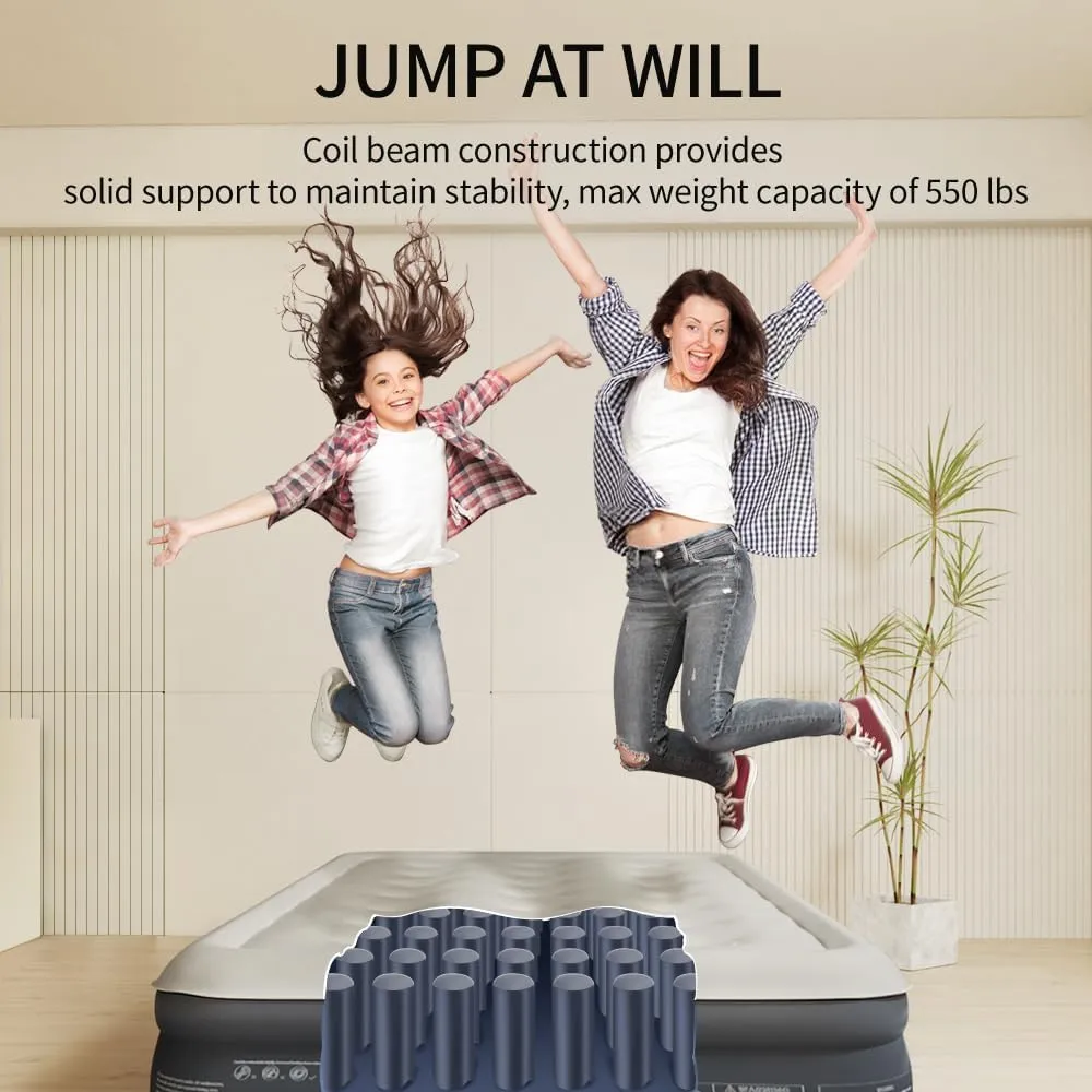 Air Mattress with Built in Pump - Upgraded Twin Blow Up Mattress, 2 Mins Quick Self Inflatable with Double Air Chamber,16"/550lbs Max, Strong Support, for Camping,Home,Guests,Portable Travel