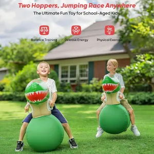 AirMyFun Inflatable Bouncy Dinosaur Toys | Heavy-Duty Hopper with Hand Pump