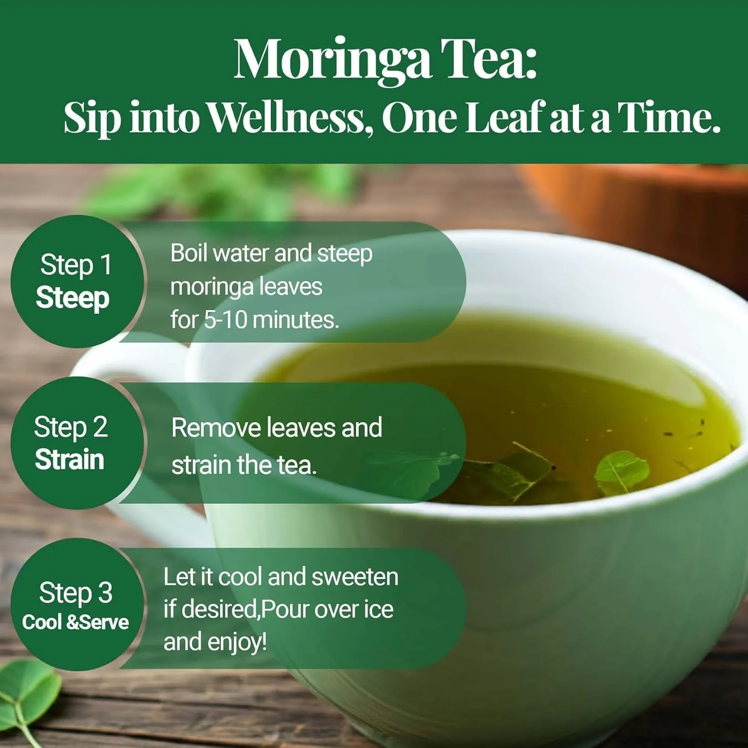 Akshit Dried Moringa Leaves, Hojas De Moringa, Fresh Leaf Tea, 7.8oz, Natural MoringaOleifera Leaves, No Additives, Non-GMO, Caffeine- Free Tea, Dried Herbs.