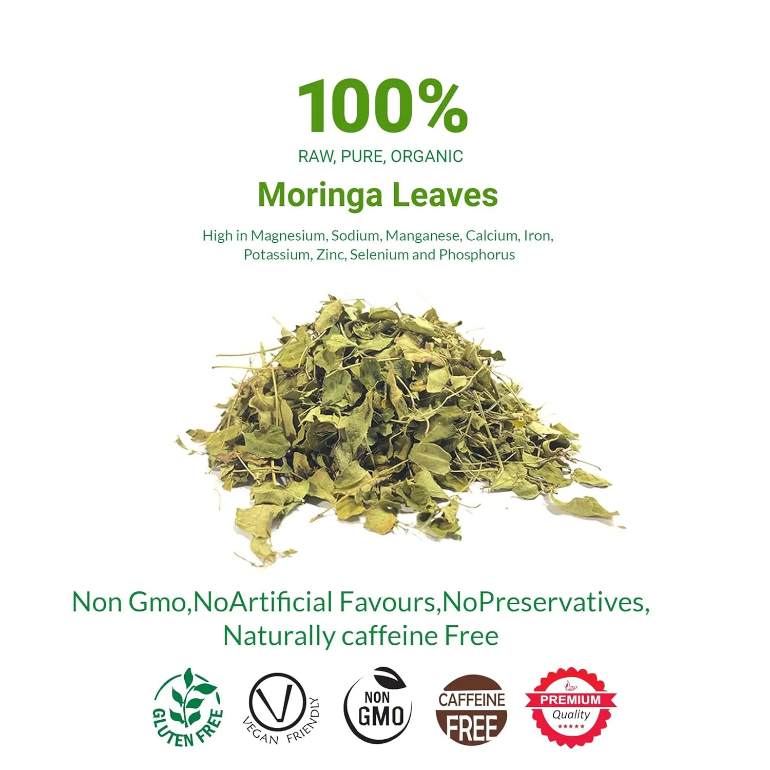 Akshit Dried Moringa Leaves, Hojas De Moringa, Fresh Leaf Tea, 7.8oz, Natural MoringaOleifera Leaves, No Additives, Non-GMO, Caffeine- Free Tea, Dried Herbs.