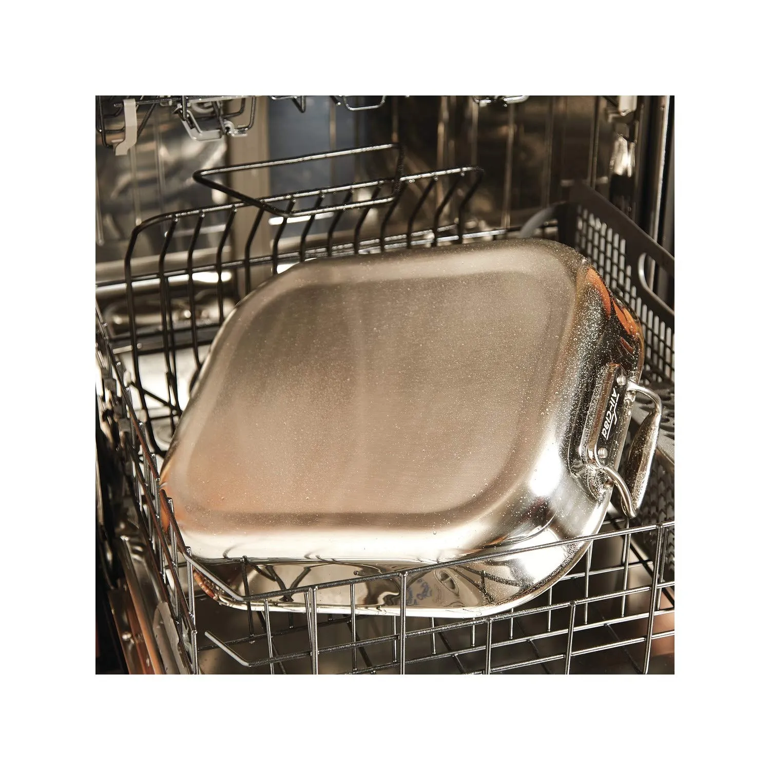 All-Clad Specialty Stainless Steel Large Roaster with Nonstick Rack 13x16 Inch Oven Broiler Safe 500F Roaster Pan, Pots and Pans, Cookware Silver