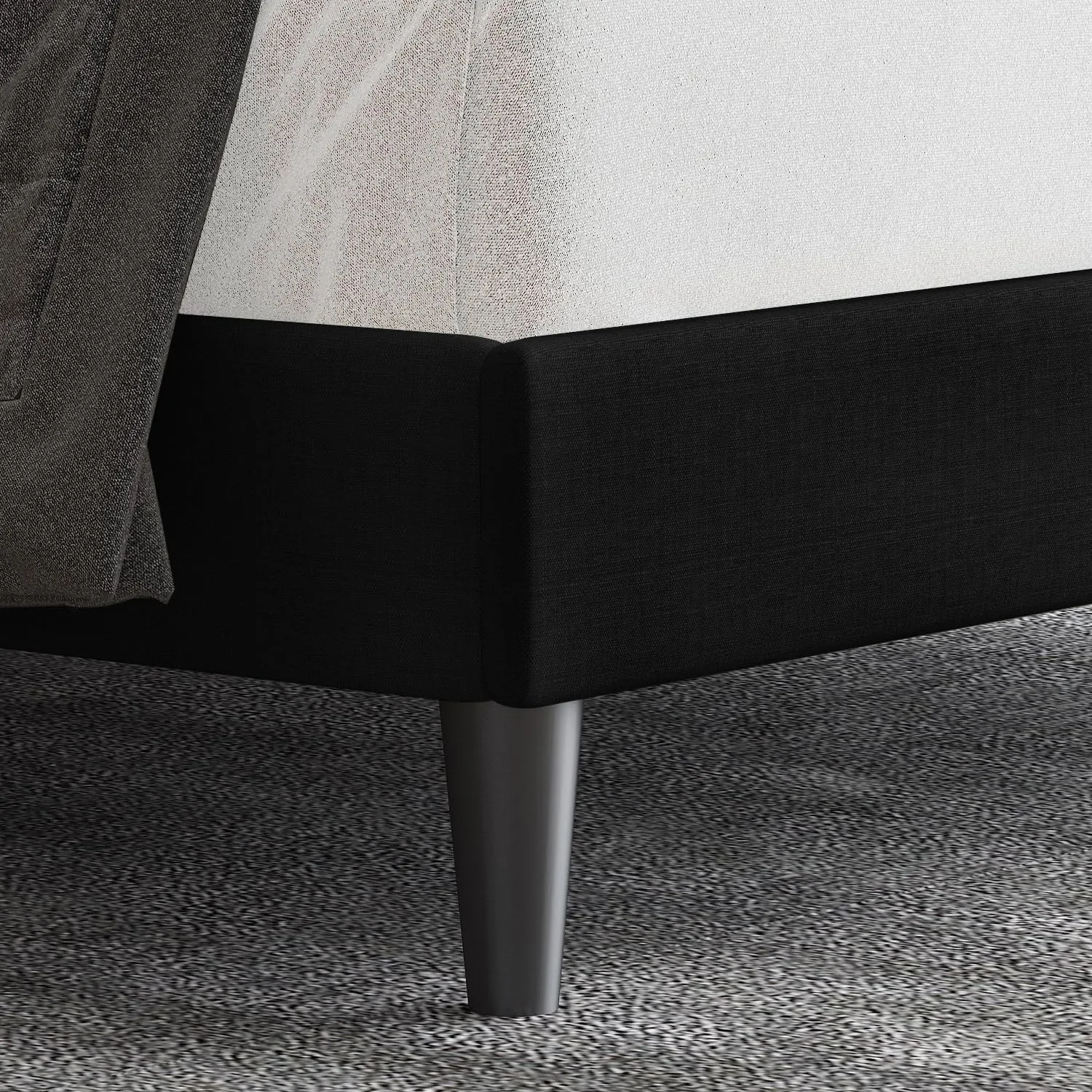 Allewie King Size Upholstered Platform Bed Frame with Adjustable Headboard, Button Tufted, Wood Slat Support, Easy Assembly, Black