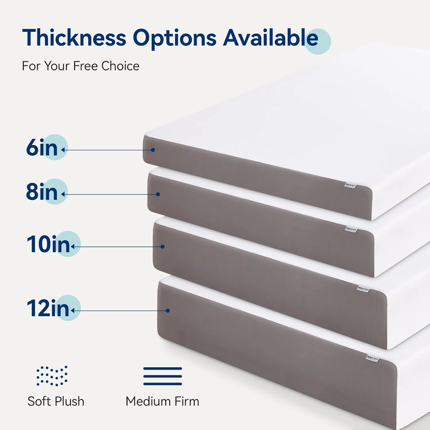 Amazon Basics Memory Foam Mattress, Medium Firm, 10 Inch, Twin, White/Grey