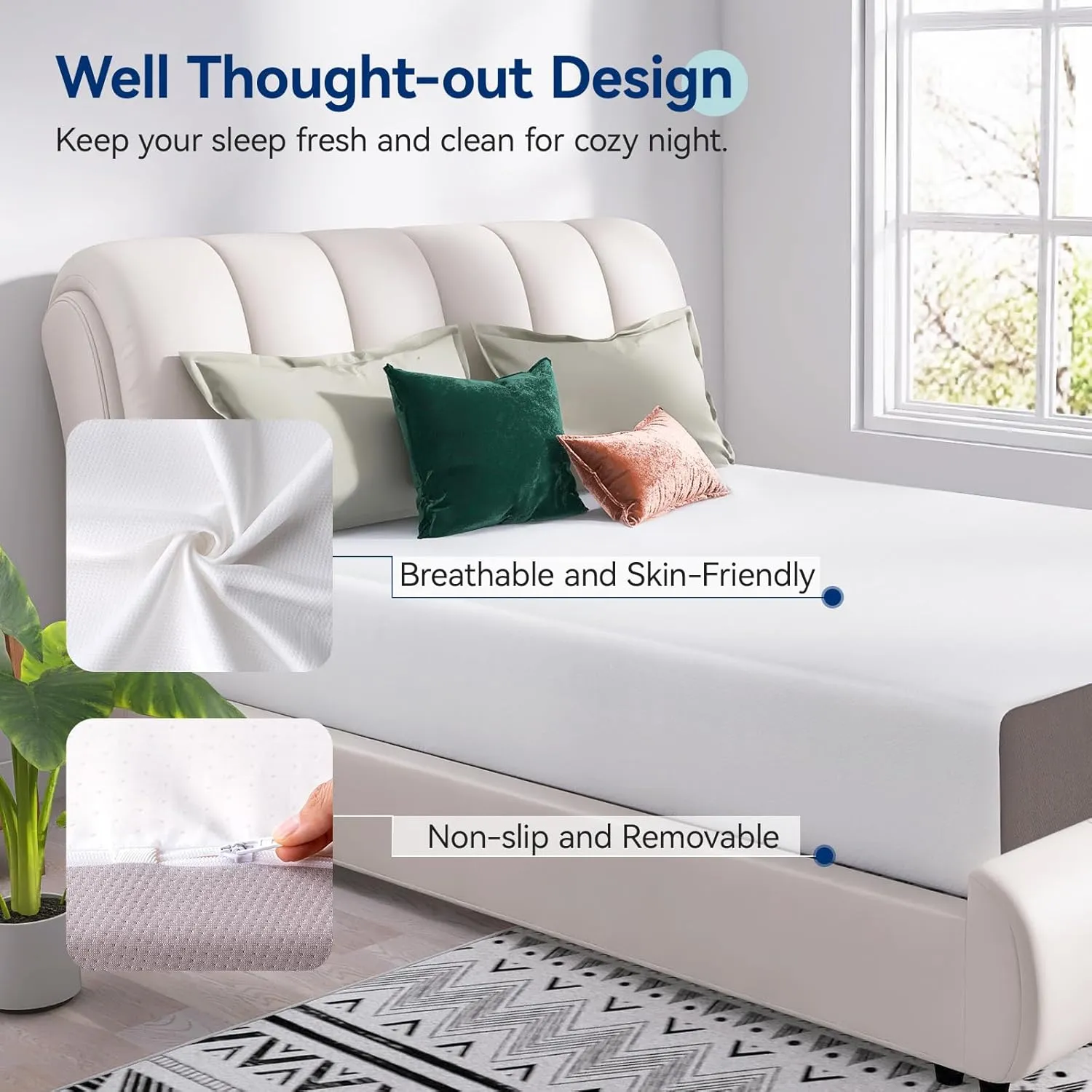 Amazon Basics Memory Foam Mattress, Medium Firm, 12 Inch, Queen, White/Grey