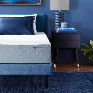 Amazon Basics Memory Foam Mattress, Medium Firm, Cooling Gel, Twin Size Mattress, CertiPUR-US® Certified Foam, 75 x 39 x 10 inches, White/Gray