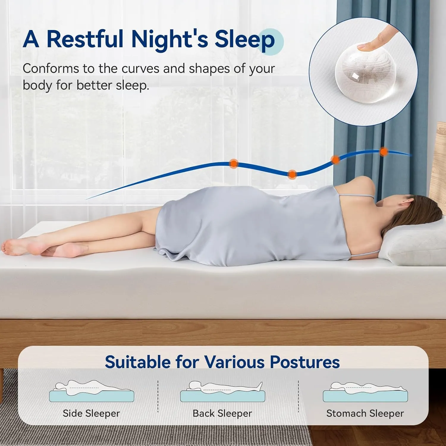 Amazon Basics Memory Foam Mattress, Soft Plush Feel, 8 Inch, Twin, White/Grey