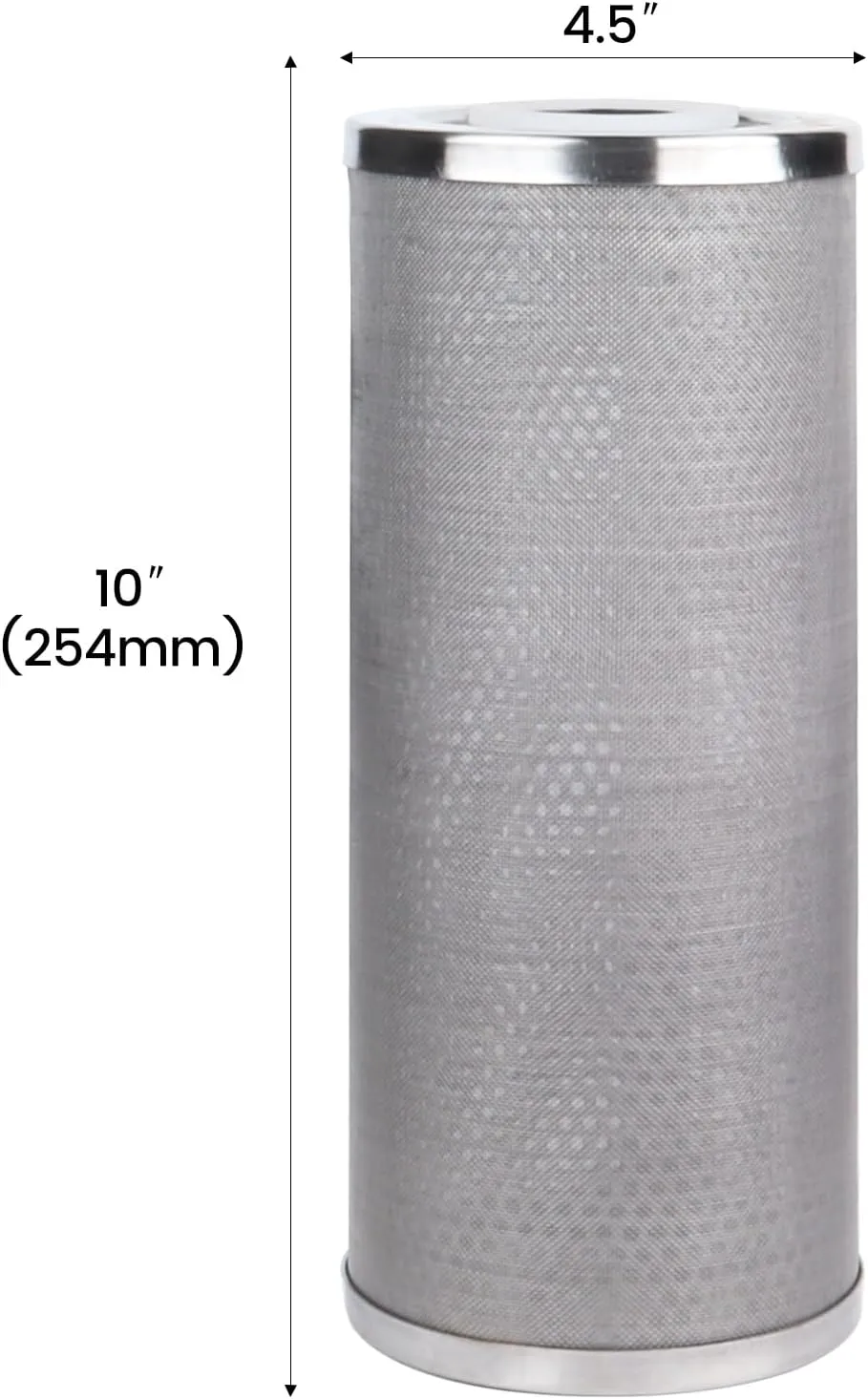 Amwater Stainless Steel Cleanable Wire Mesh Filter Cartridge 10”Length,4.5"OD(5 Micron)