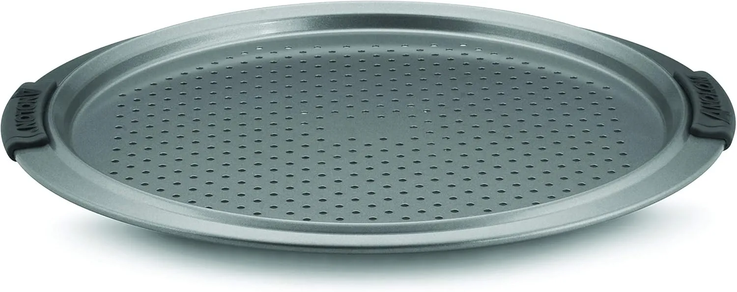 Anolon Nonstick Bakeware Pizza Crisper, 13-Inch Round, Grey