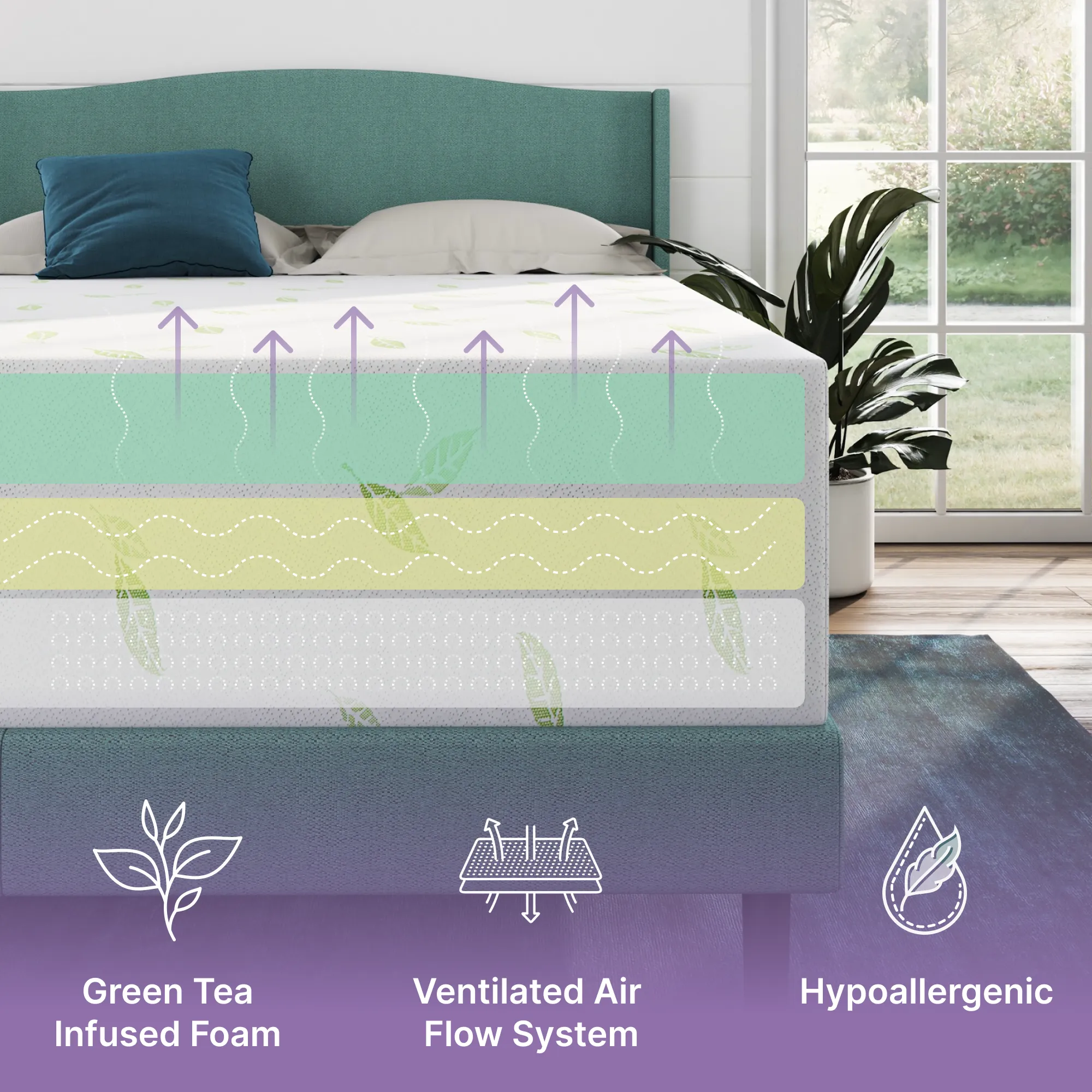 Anula Green Tea Infused Memory Foam Mattress