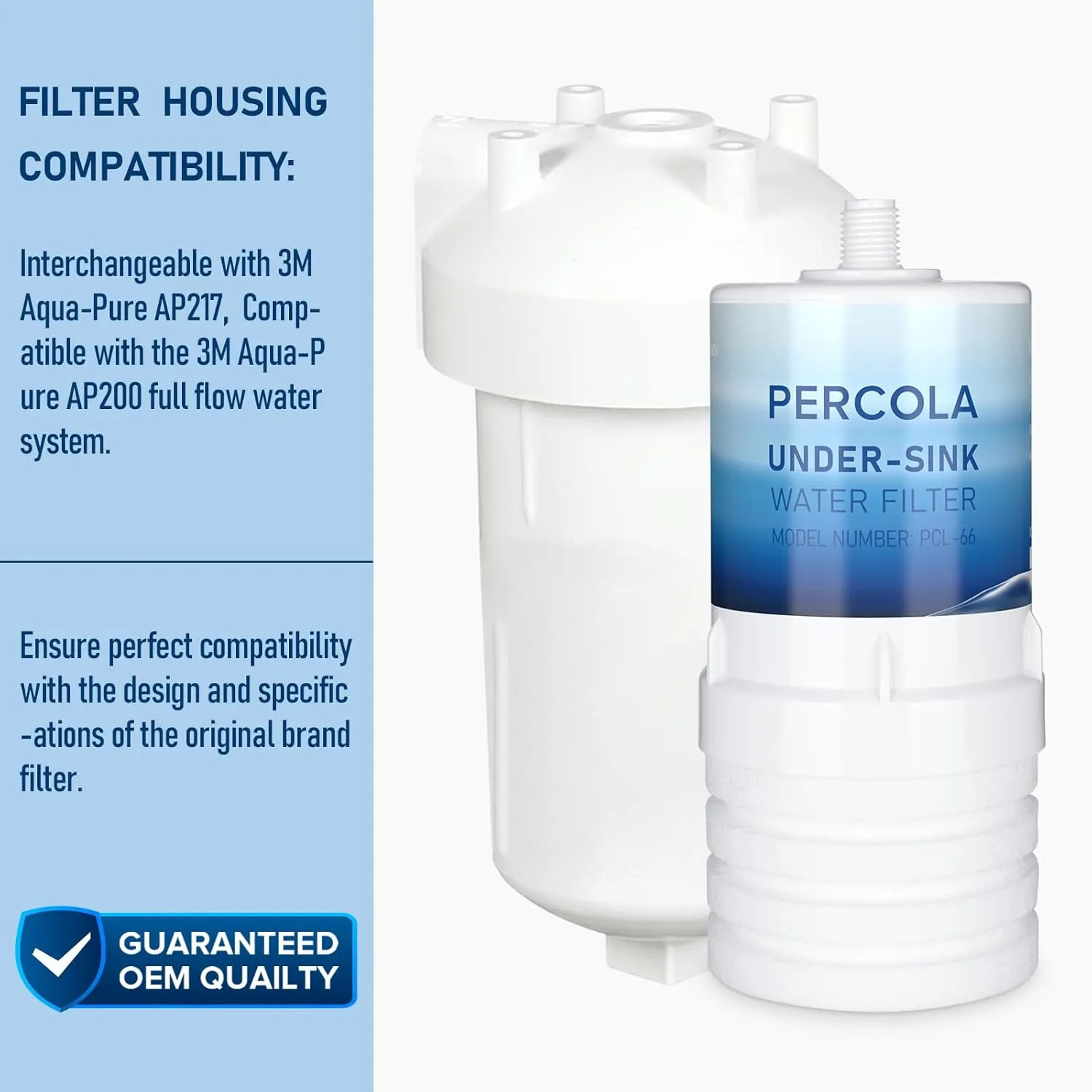 AP217 Under Sink Water Filter, Compatible with 3M® Aqua-Pure® AP217, 578604 Full Flow Water Filter for AP200 Systems (White, 2 Pack)